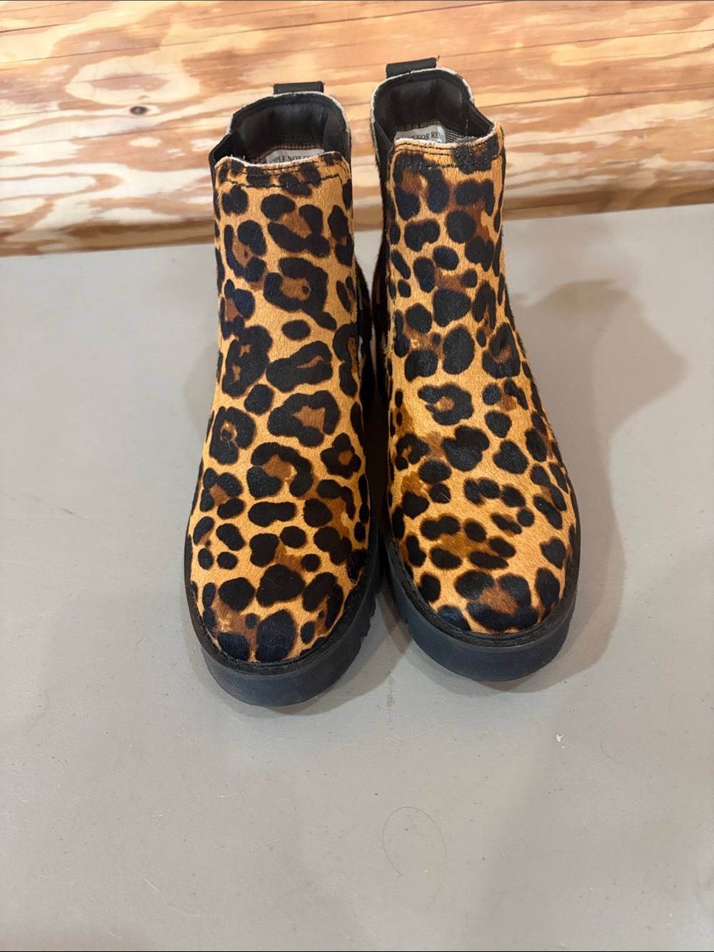 Ariat Leopard Print Chelsea Ankle Booties in Tan and Black